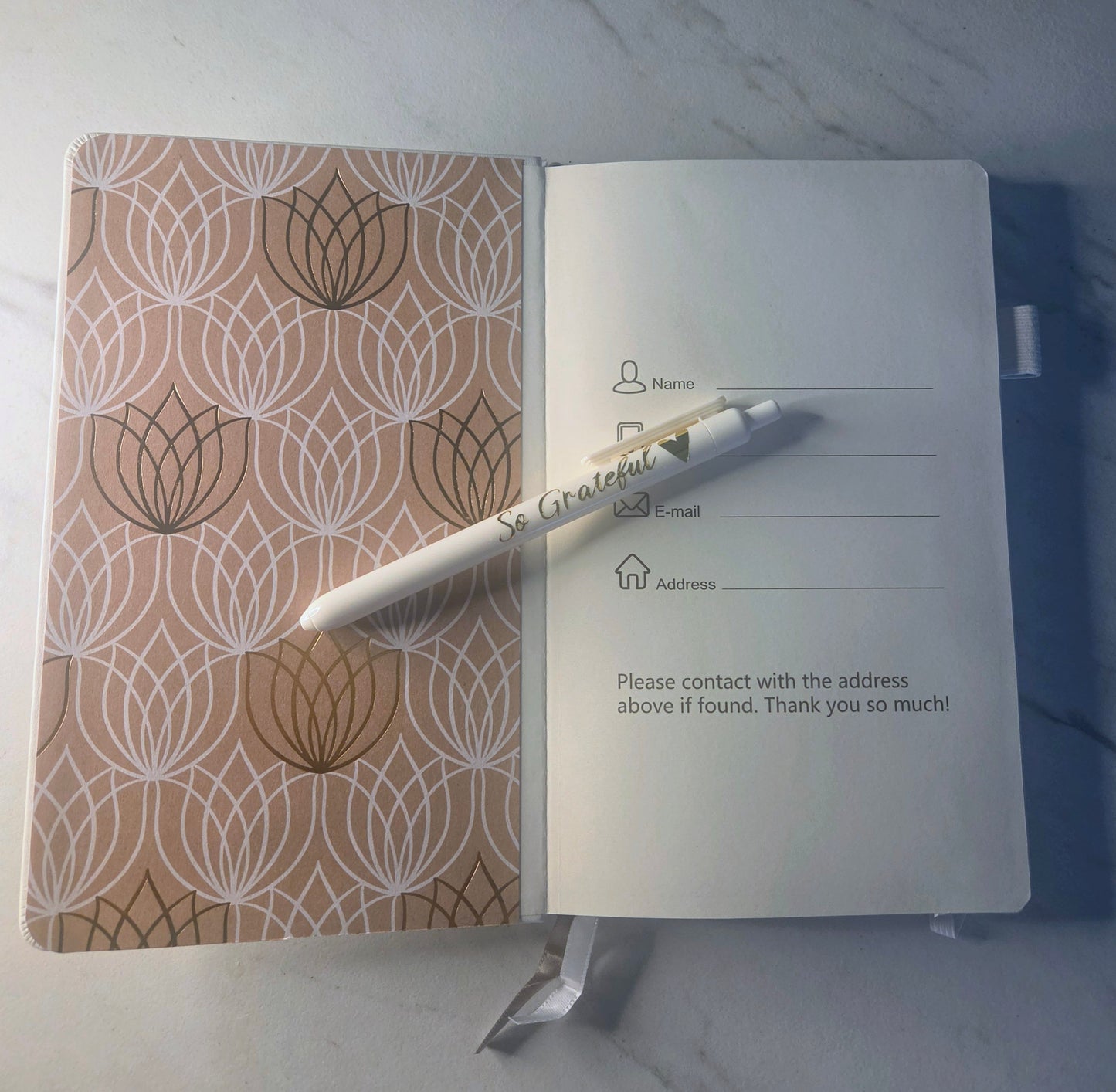 Gather Here With a Grateful Heart Journal, Unique Keepsake, White and Gold Foil