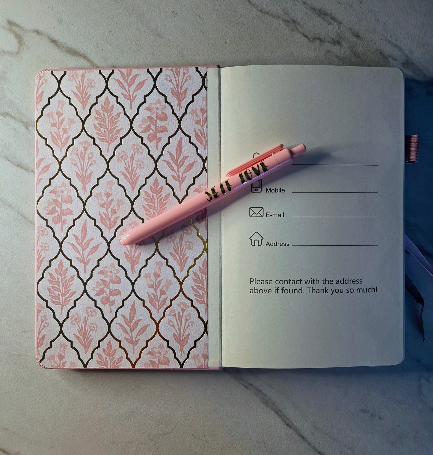 Love Yourself Journal, Unique Keepsake, Pink and Gold