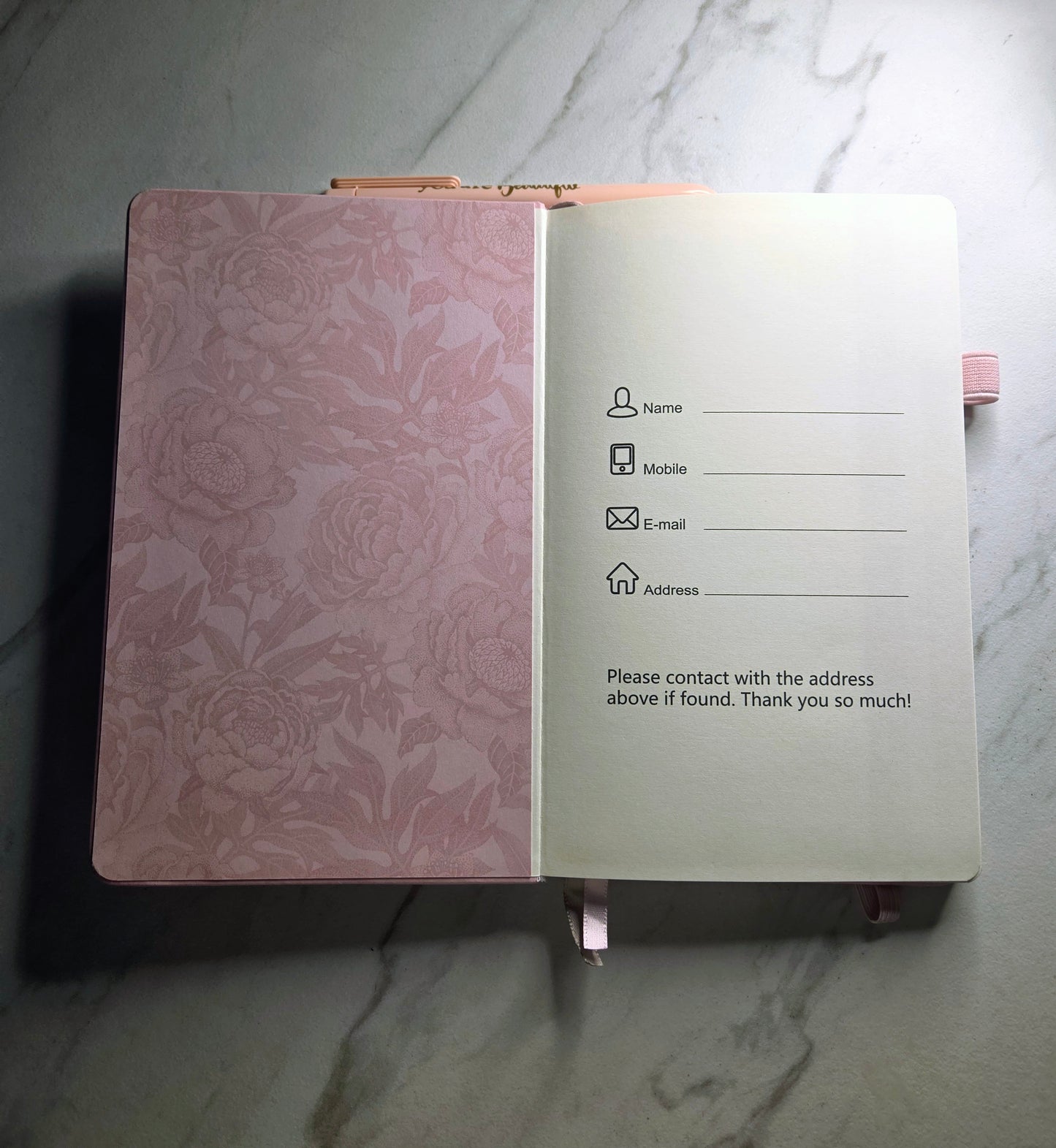 Beautiful Journal, Unique Keepsake, Pink and Gold