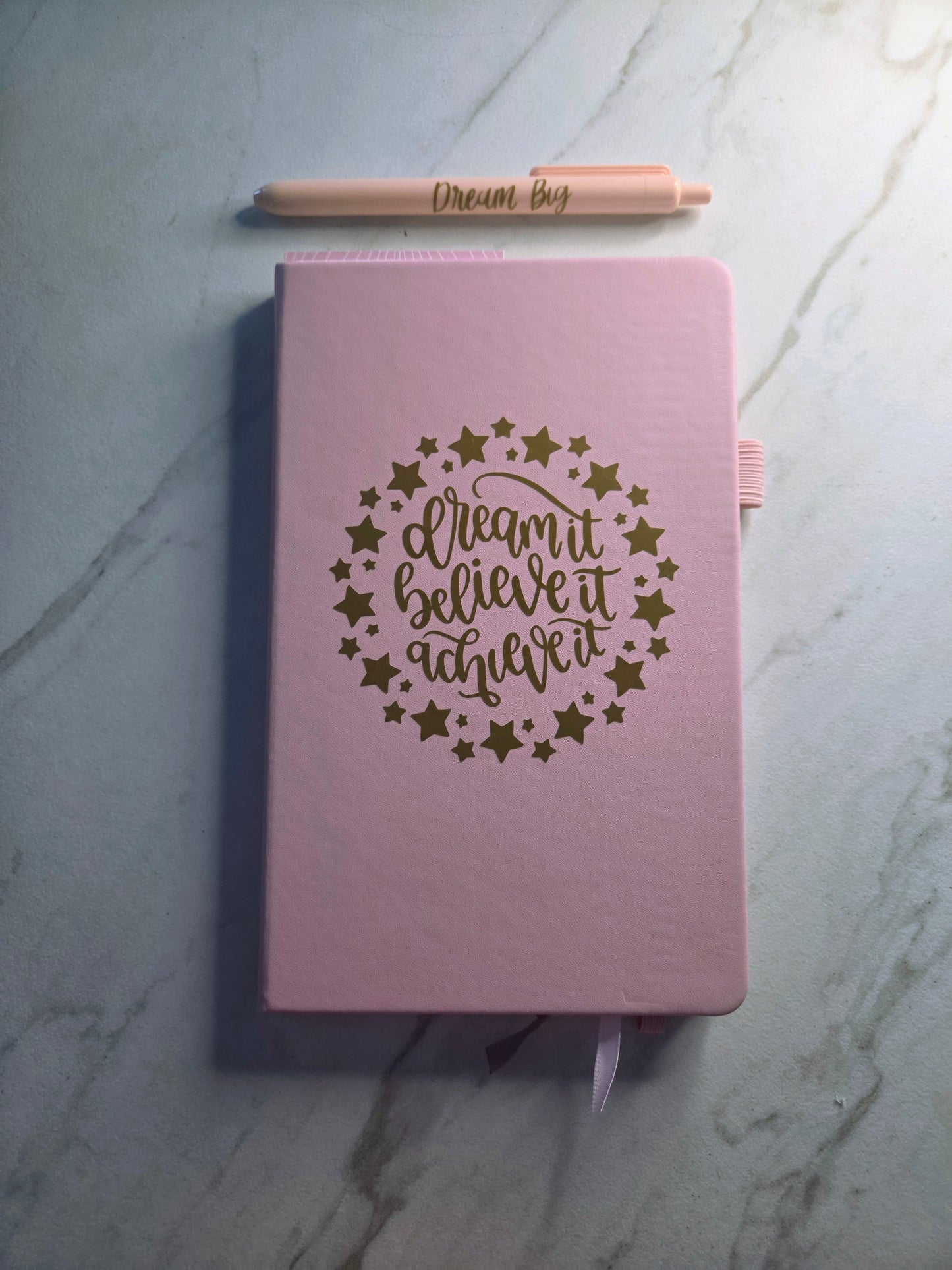 Dream It Believe It Achieve It Journal, Unique Keepsake, Pink and Gold