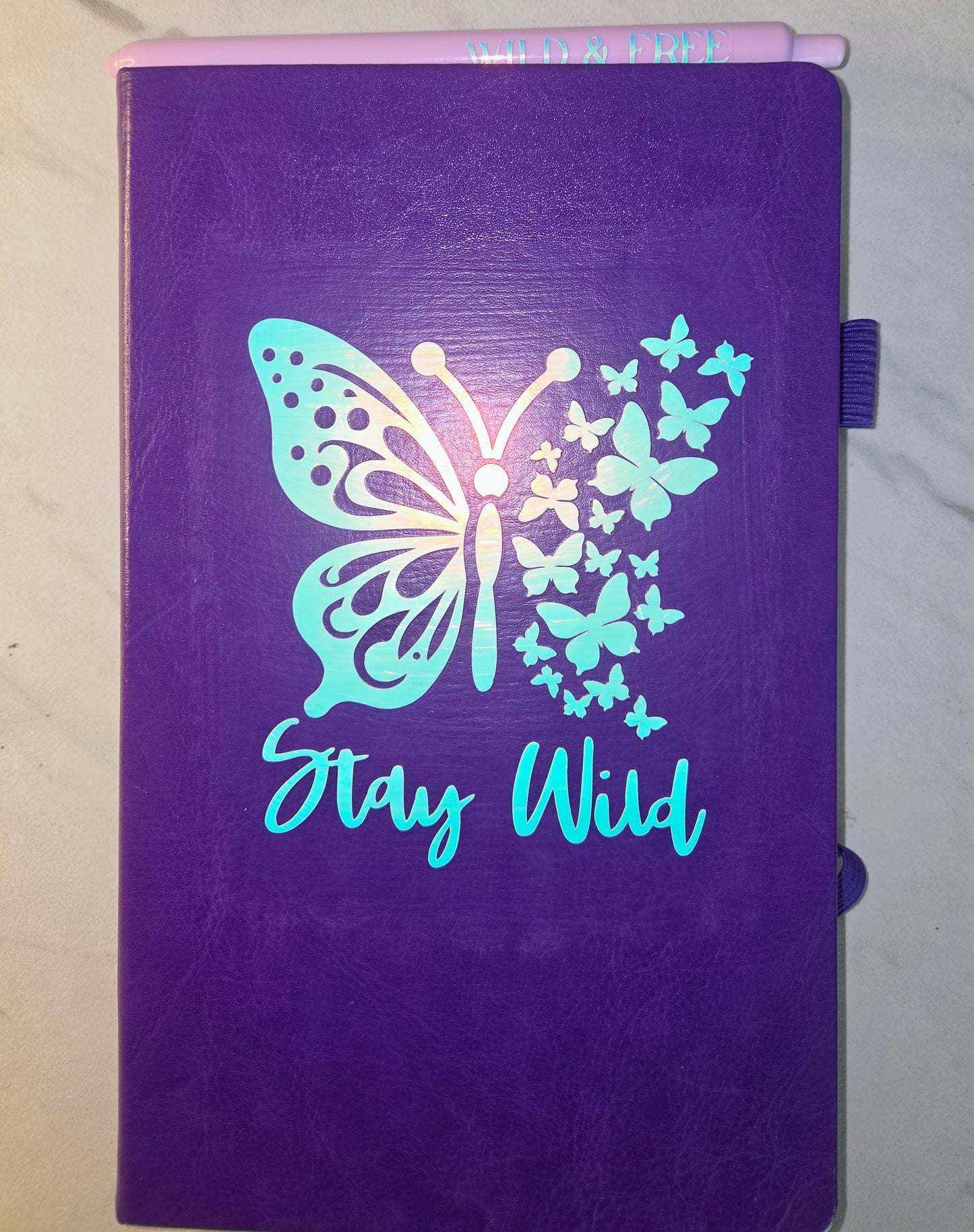 Stay Wild Journal, Unique Keepsake, Purple and Holographic