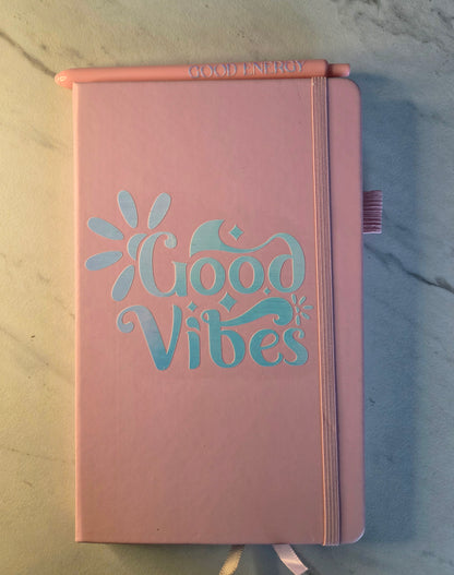 Good Vibes Journal, Unique Keepsake, Pink and Holographic