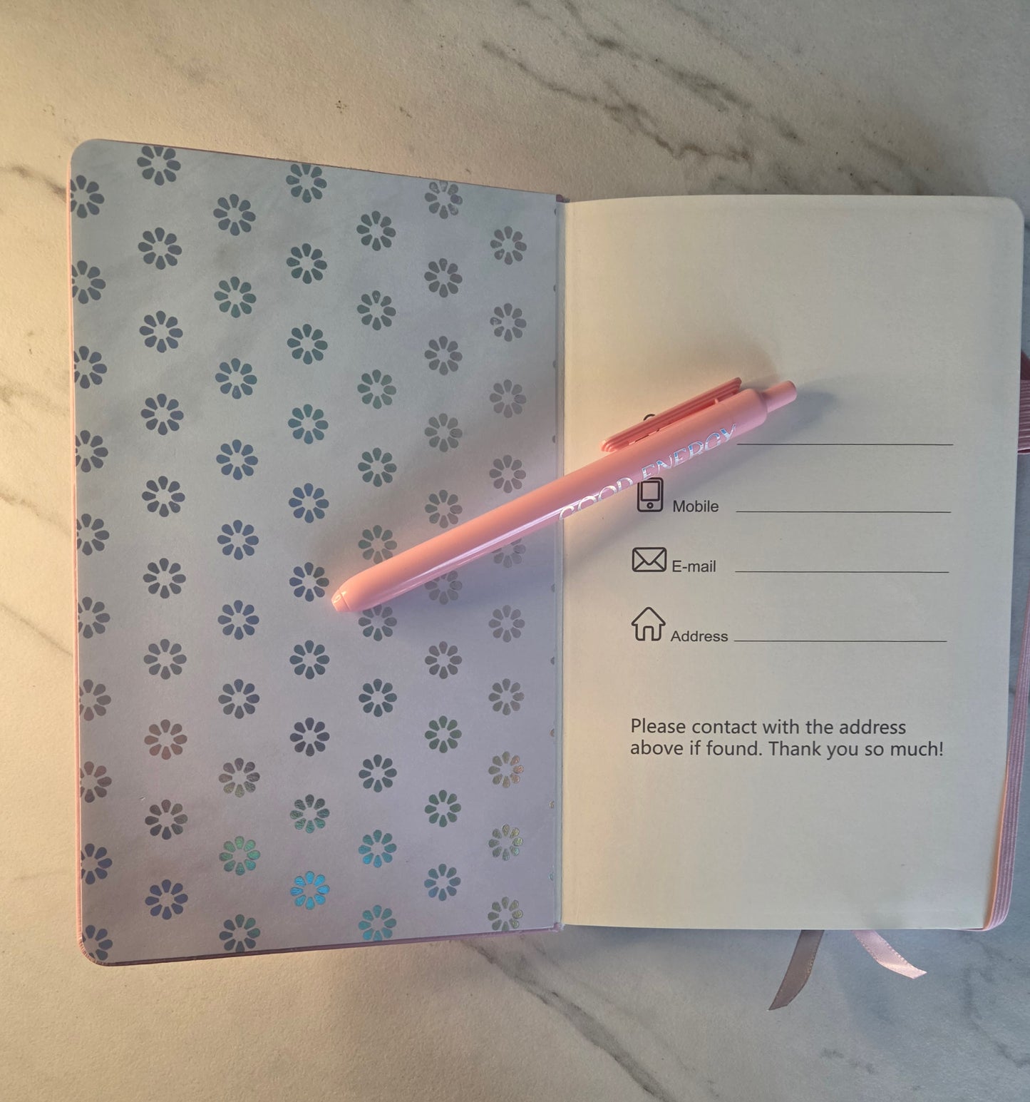Good Vibes Journal, Unique Keepsake, Pink and Holographic