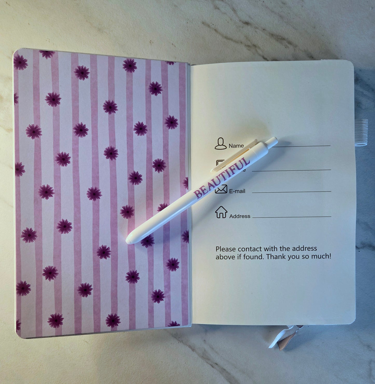 You Are Beautiful Journal, Unique Keepsake, White and Lavender