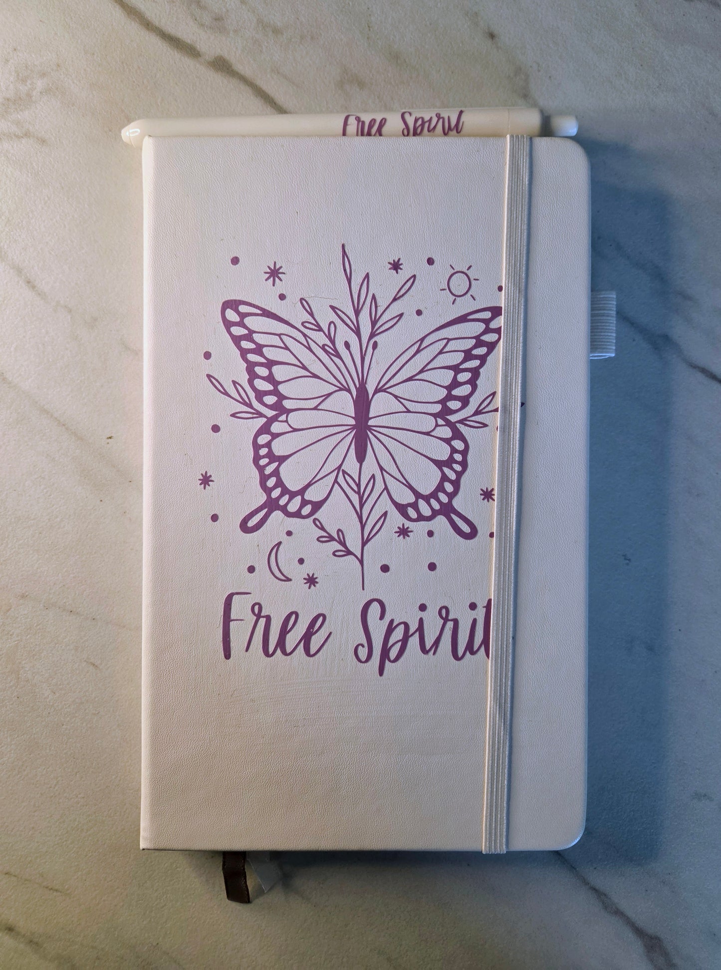 Free Spirit Journal, Unique Keepsake, White and Lavender