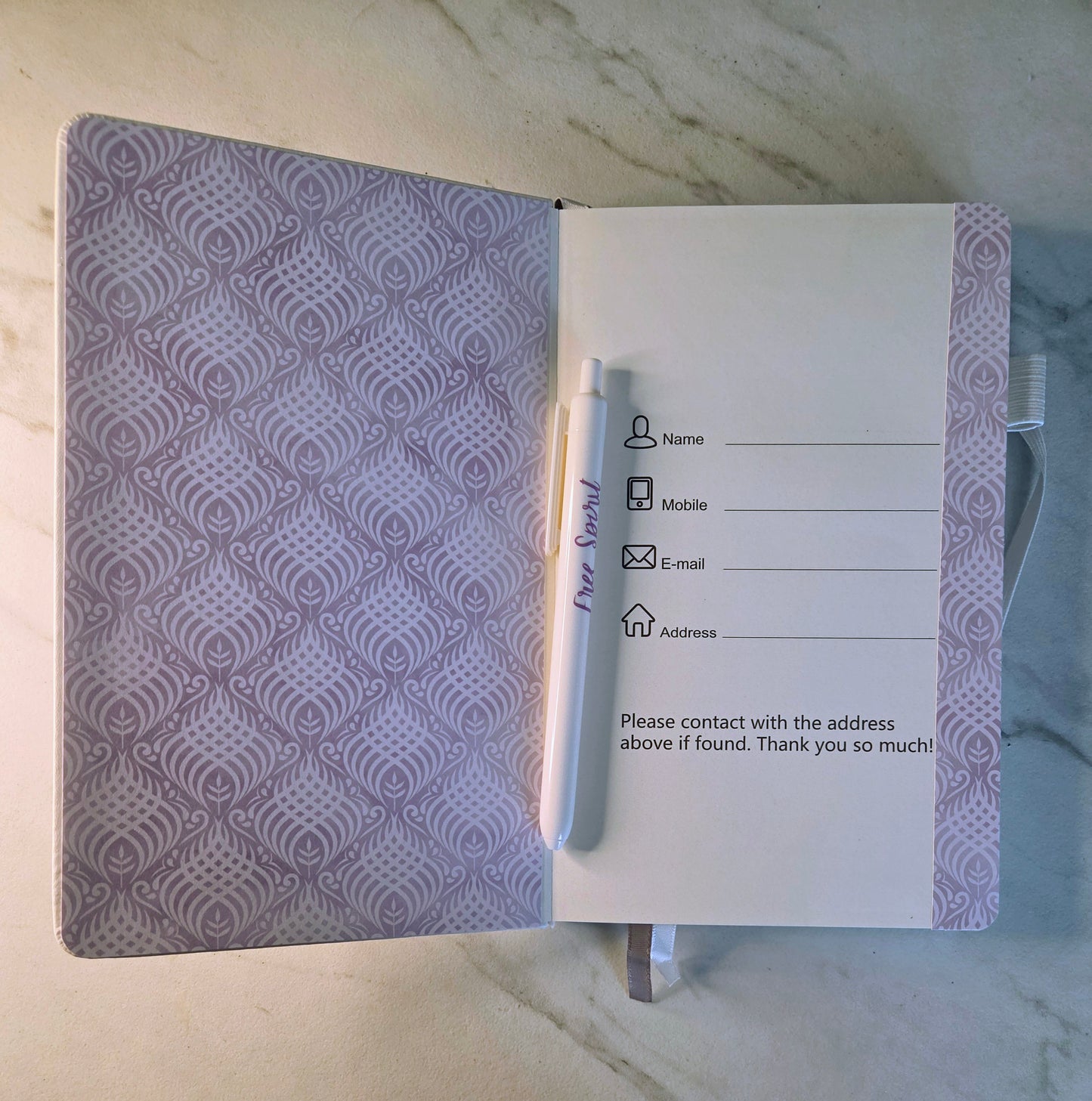 Free Spirit Journal, Unique Keepsake, White and Lavender