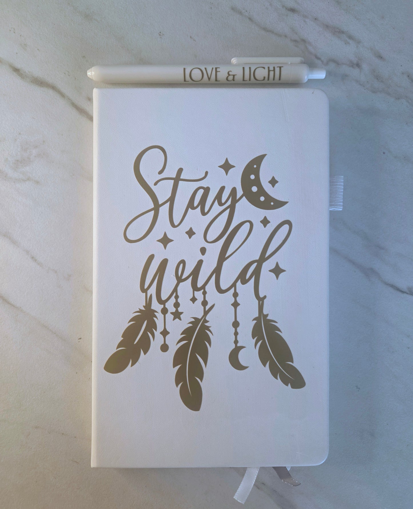 Stay Wild Journal, Unique Keepsake, White and Gold