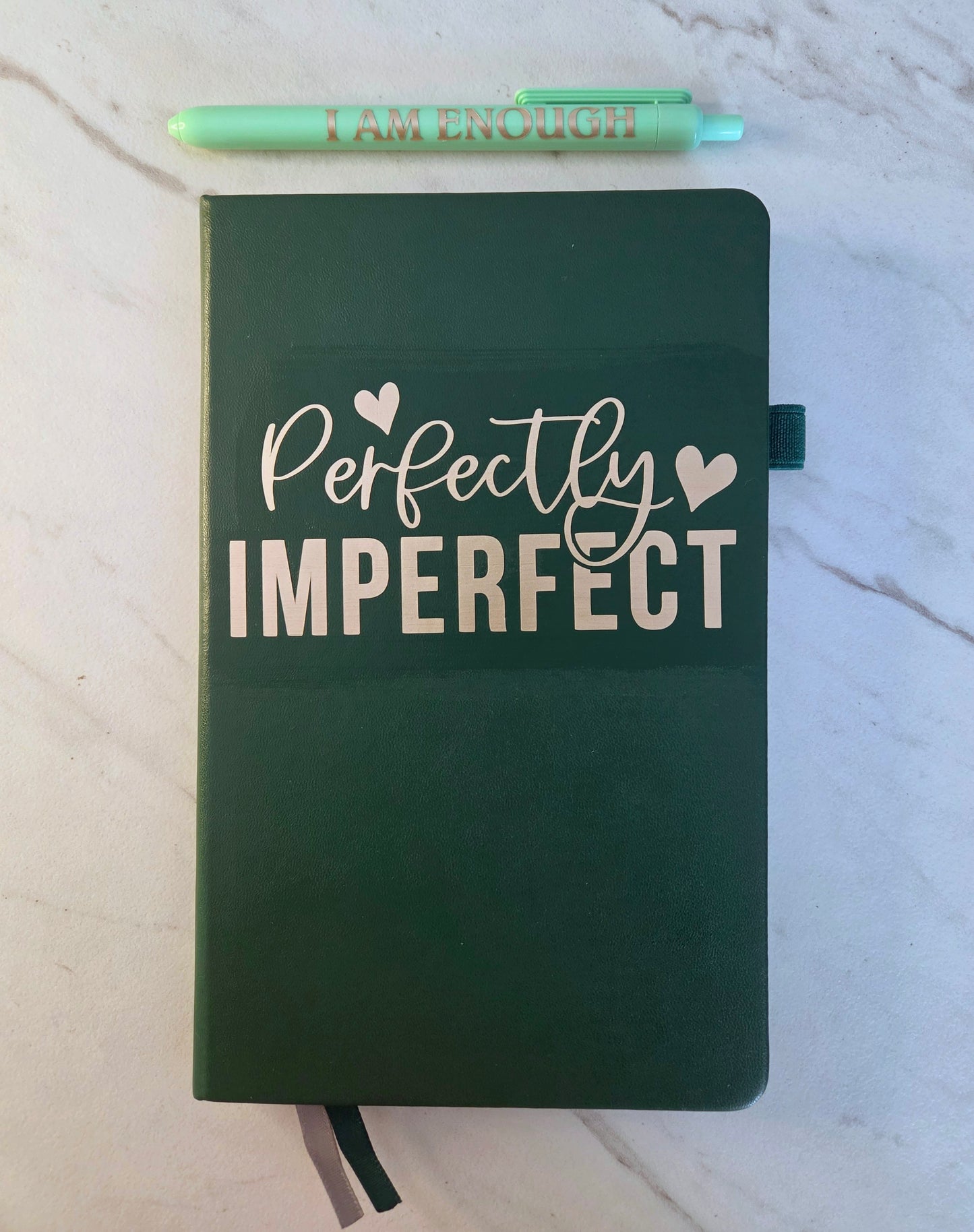 Perfectly Imperfect Journal, Unique Keepsake, Green and Gold