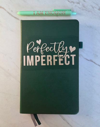 Perfectly Imperfect Journal, Unique Keepsake, Green and Gold