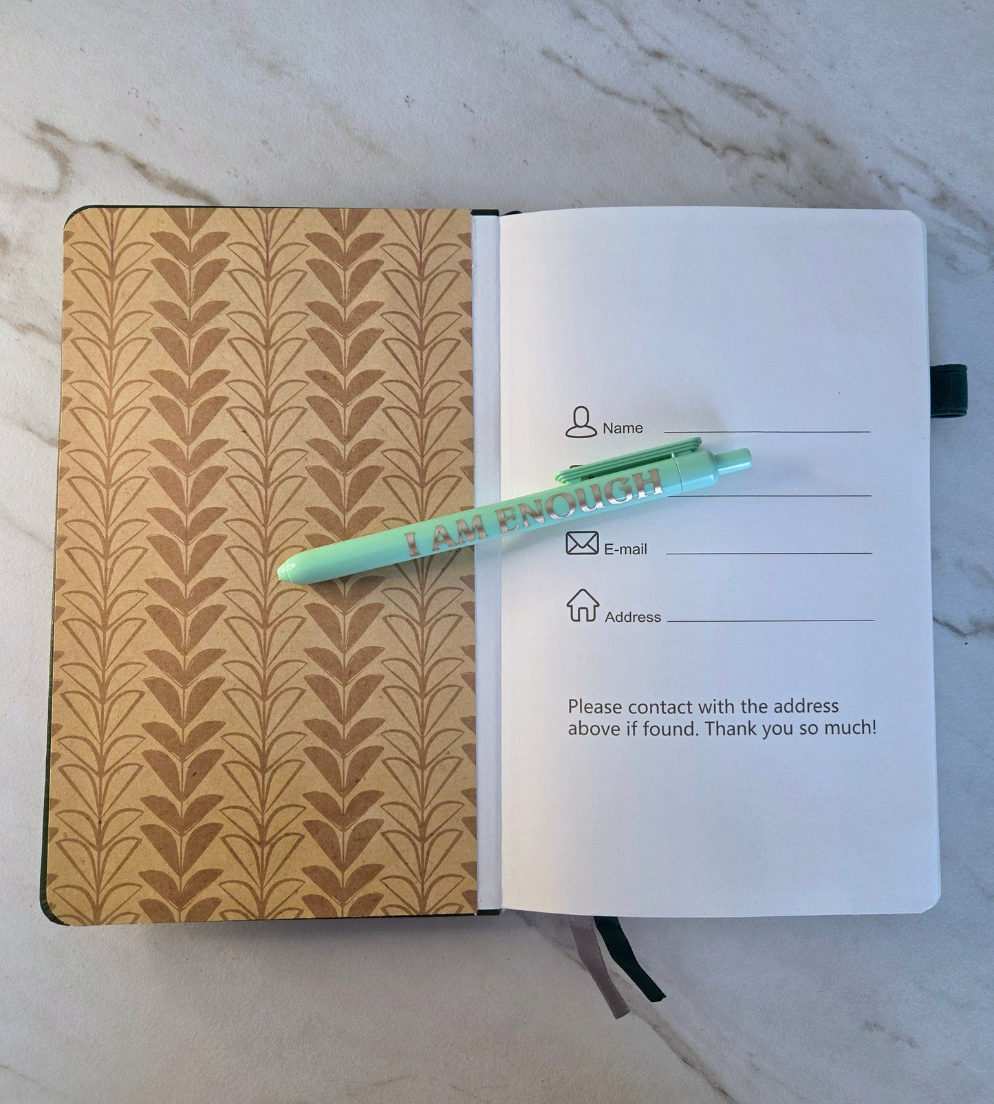 Perfectly Imperfect Journal, Unique Keepsake, Green and Gold