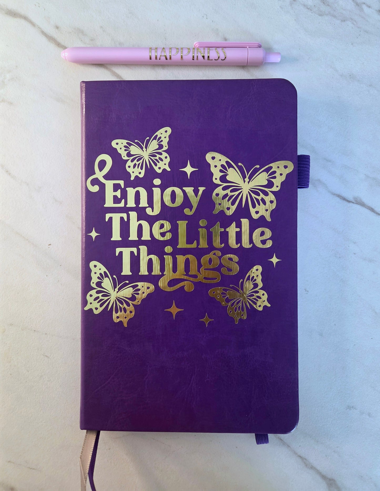 Enjoy The Little Things Journal, Unique Keepsake, Purple and Gold
