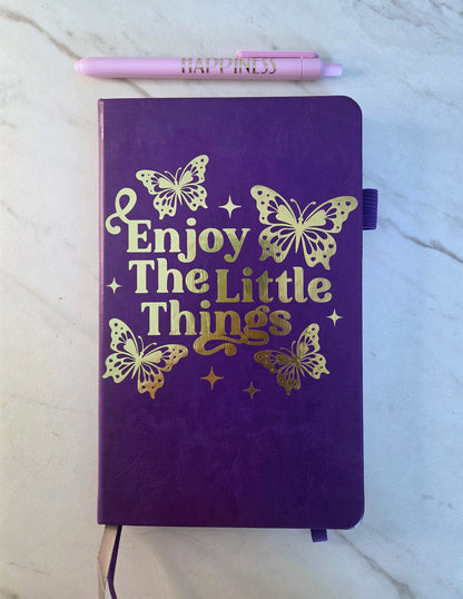Enjoy The Little Things Journal, Unique Keepsake, Purple and Gold