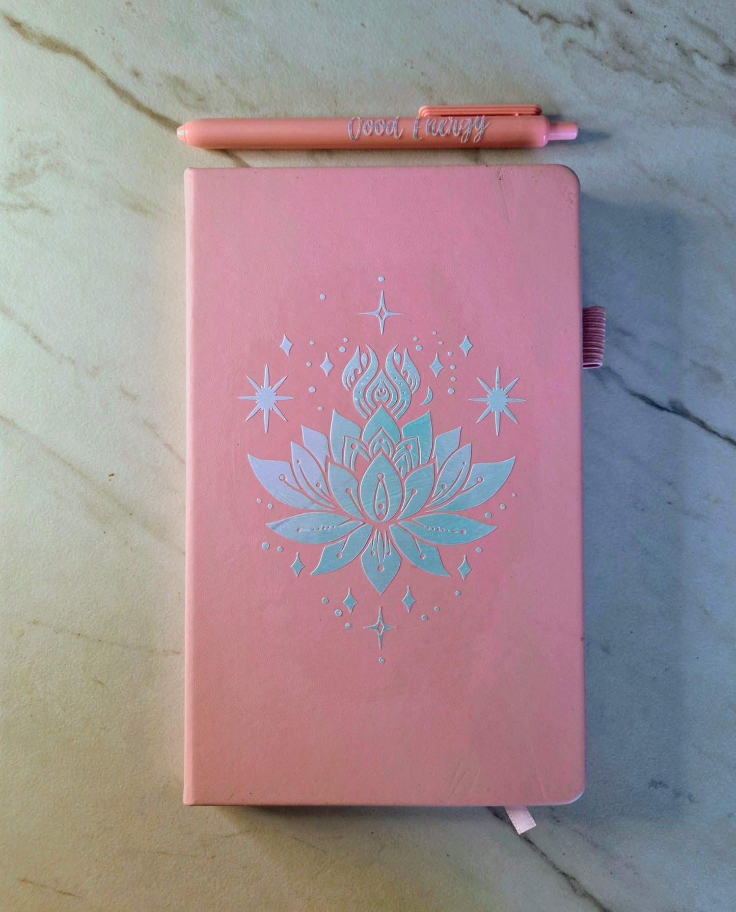 Lotus Journal, Gift Idea, Unique Keepsake, Pink and Holographic