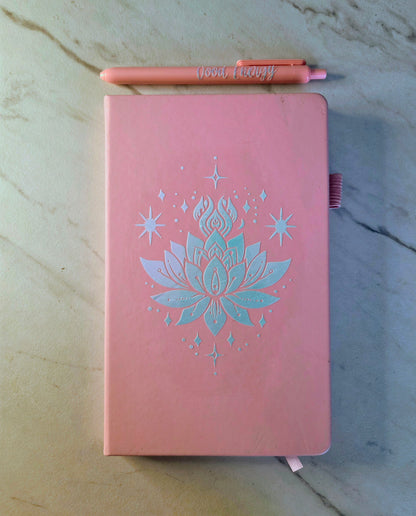 Lotus Journal, Gift Idea, Unique Keepsake, Pink and Holographic