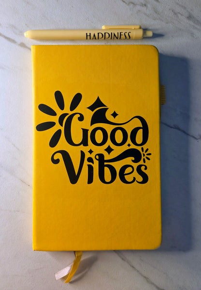 Good Vibes Journal, Unique Keepsake, Yellow and Black