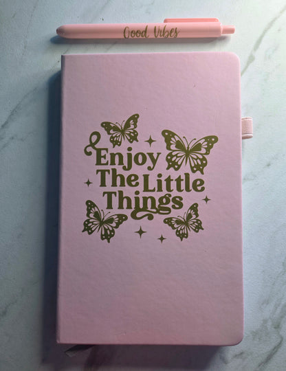 Enjoy The Little Things Journal, Unique Keepsake, Pink and Gold