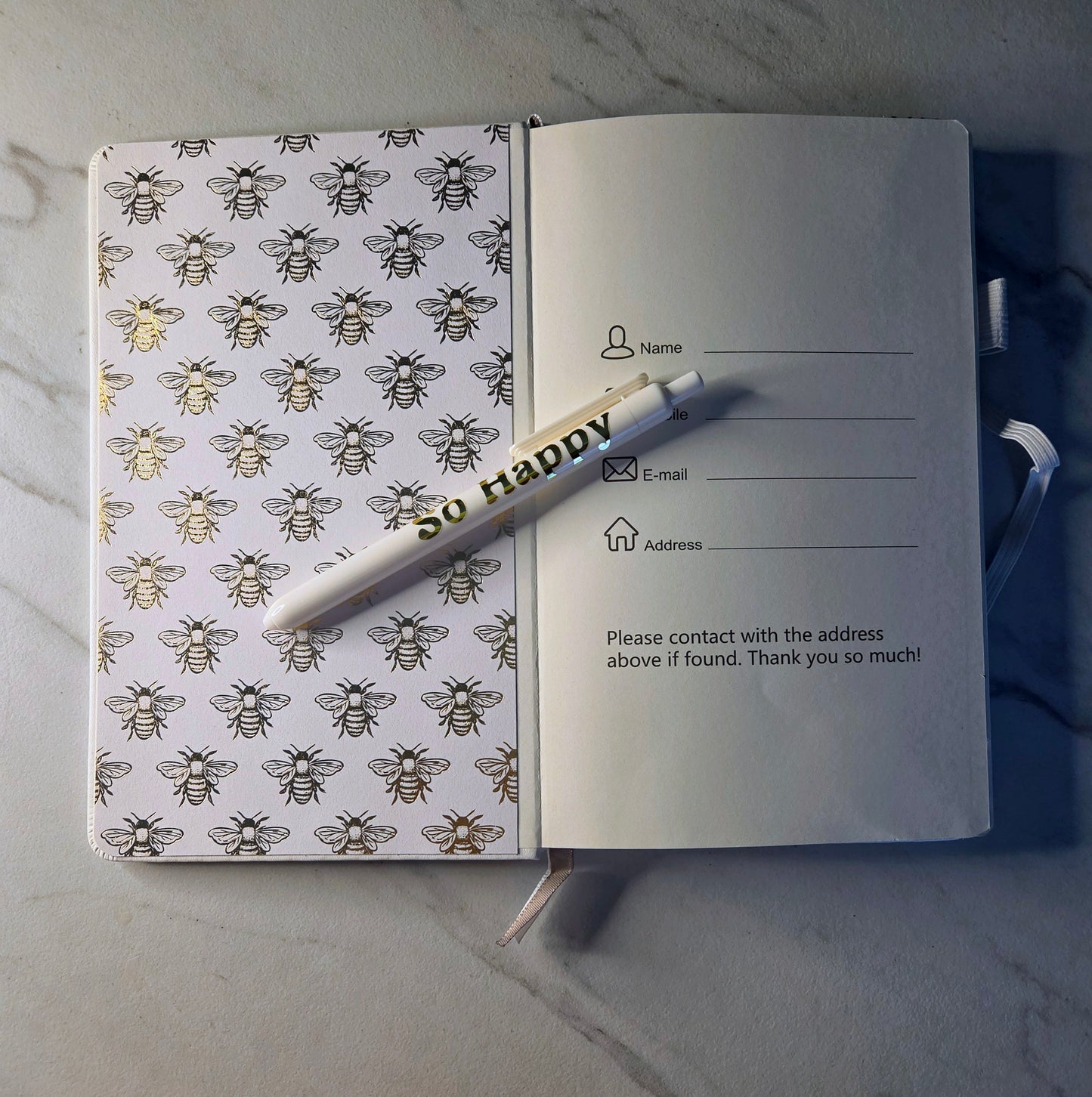 Let It Be Journal, Unique Keepsake, White and Gold Foil