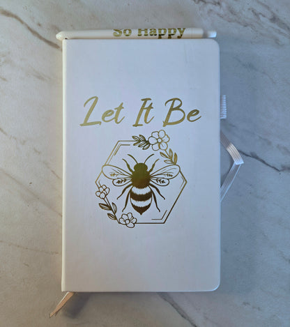 Let It Be Journal, Unique Keepsake, White and Gold Foil