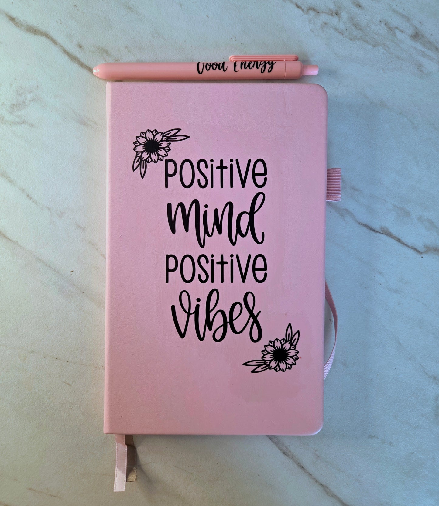 Positive Mind Positive Vibes Journal, Unique Keepsake, Pink and Black