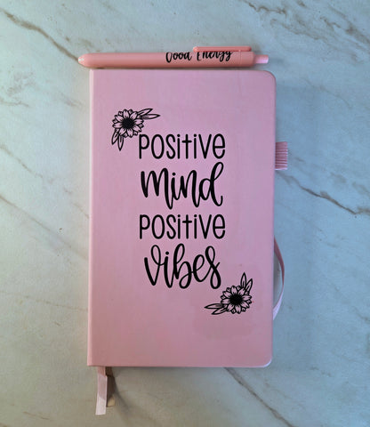 Positive Mind Positive Vibes Journal, Unique Keepsake, Pink and Black
