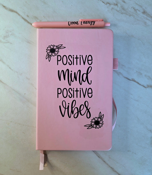 Positive Mind Positive Vibes Journal, Unique Keepsake, Pink and Black