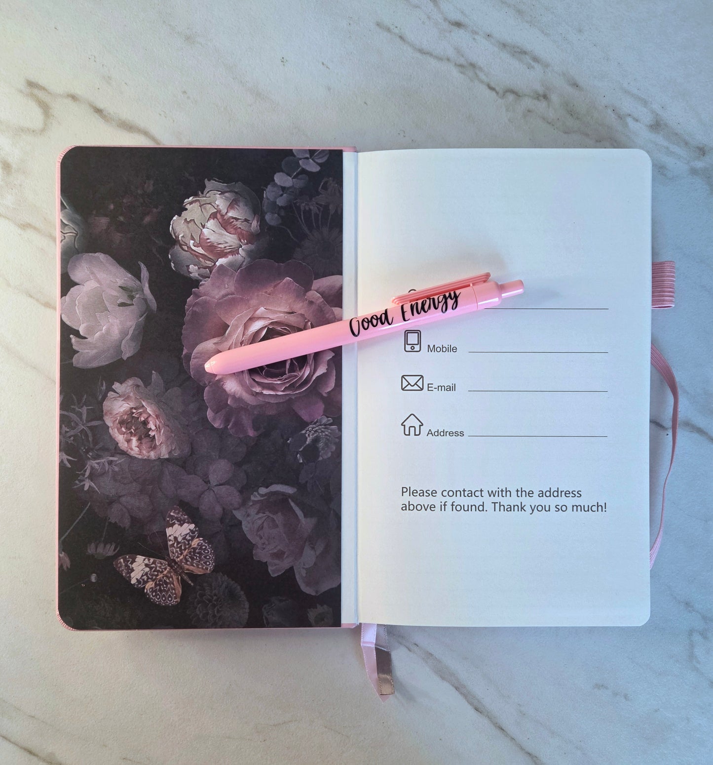 Positive Mind Positive Vibes Journal, Unique Keepsake, Pink and Black