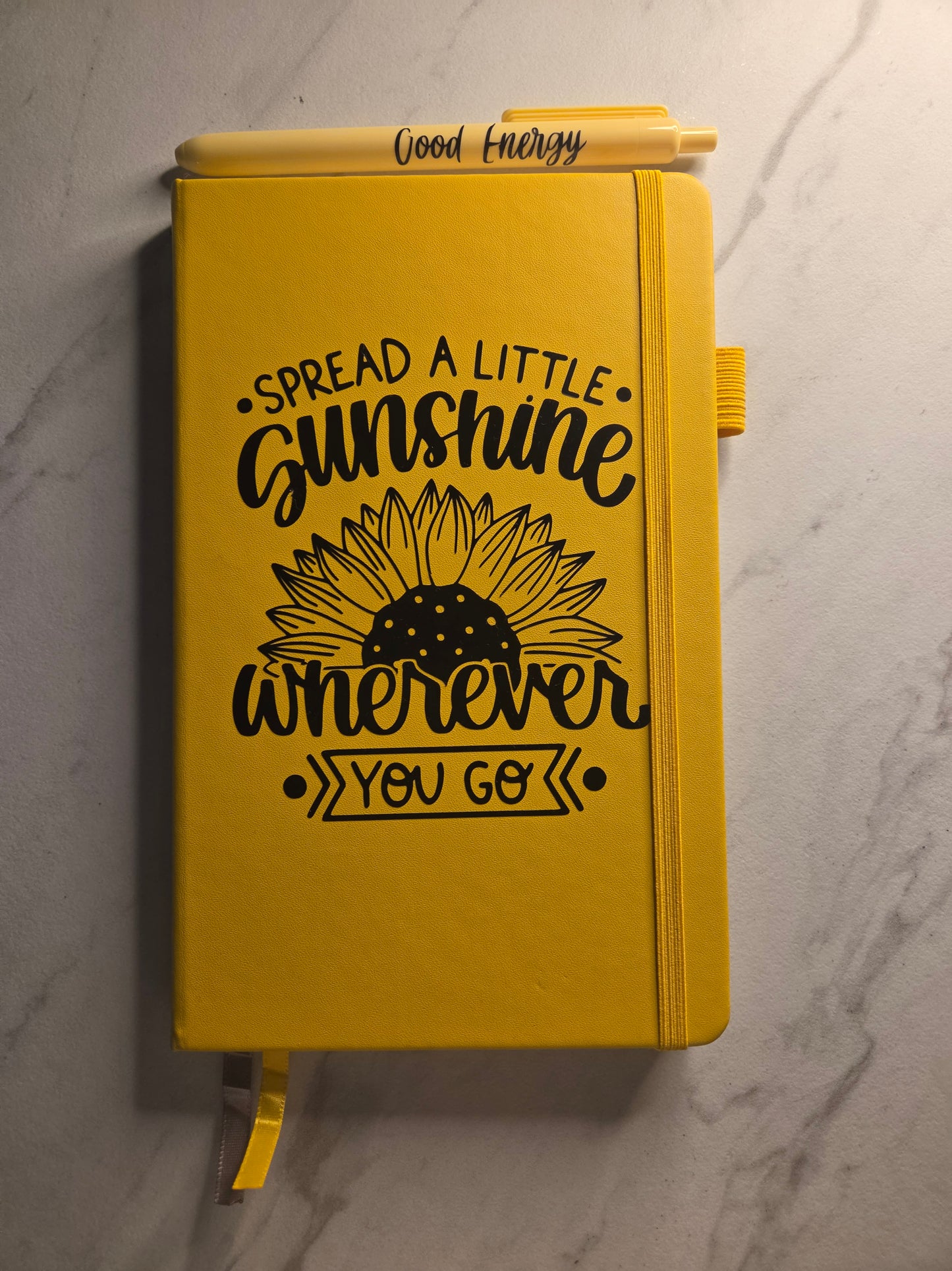Spread A Little Sunshine, Gift Idea, Unique Journal, Sunflowers, Yellow and Black