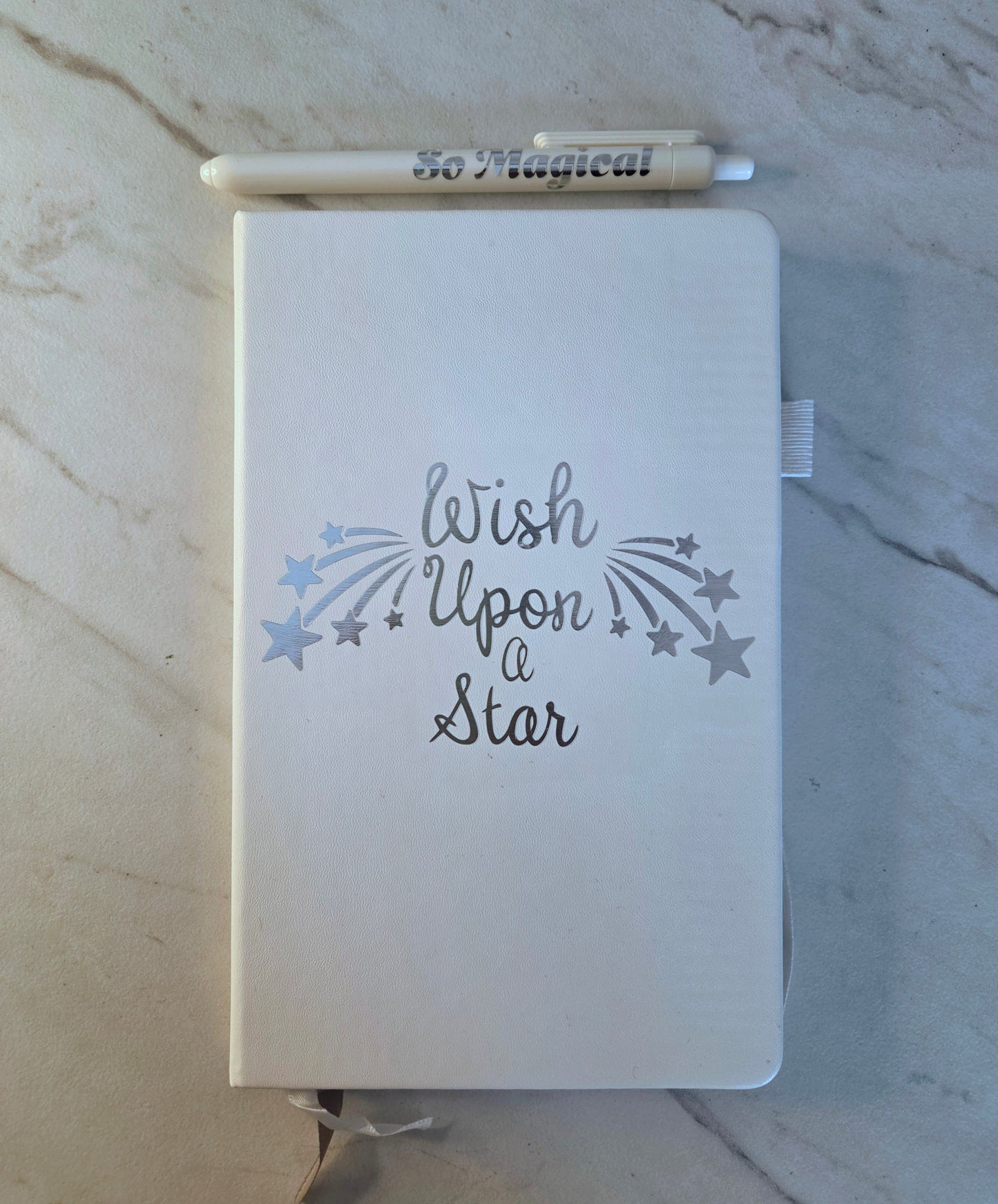 Wish Upon A Star Journal, Gift Idea, Unique Journal, White and Silver